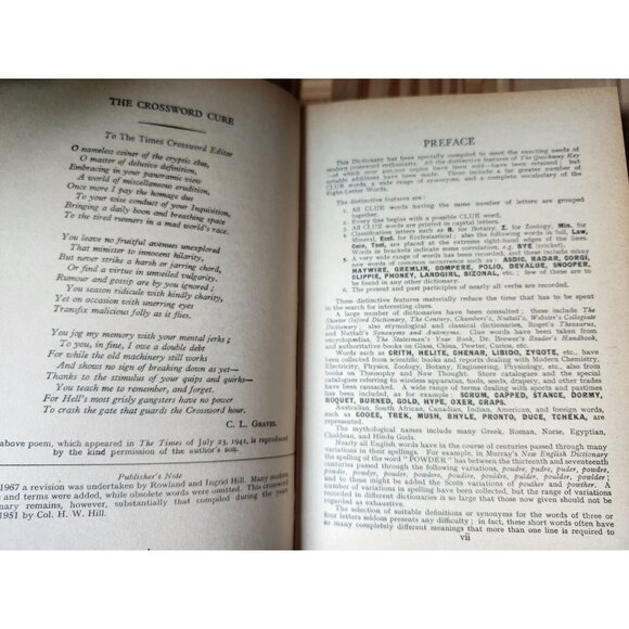 1974 Quickway Crossword Dictionary by H.W. Hill Vintage Hardcover w/ Dust Jacket - Picture 13 of 15
